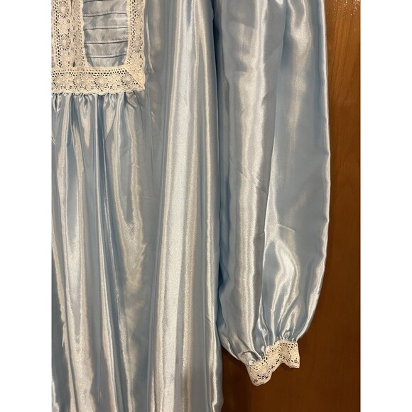 Elise Stevens Nightgown Lace High Neckline Maxi Blue S Cottagecore Victorian - Picture 5 of 7